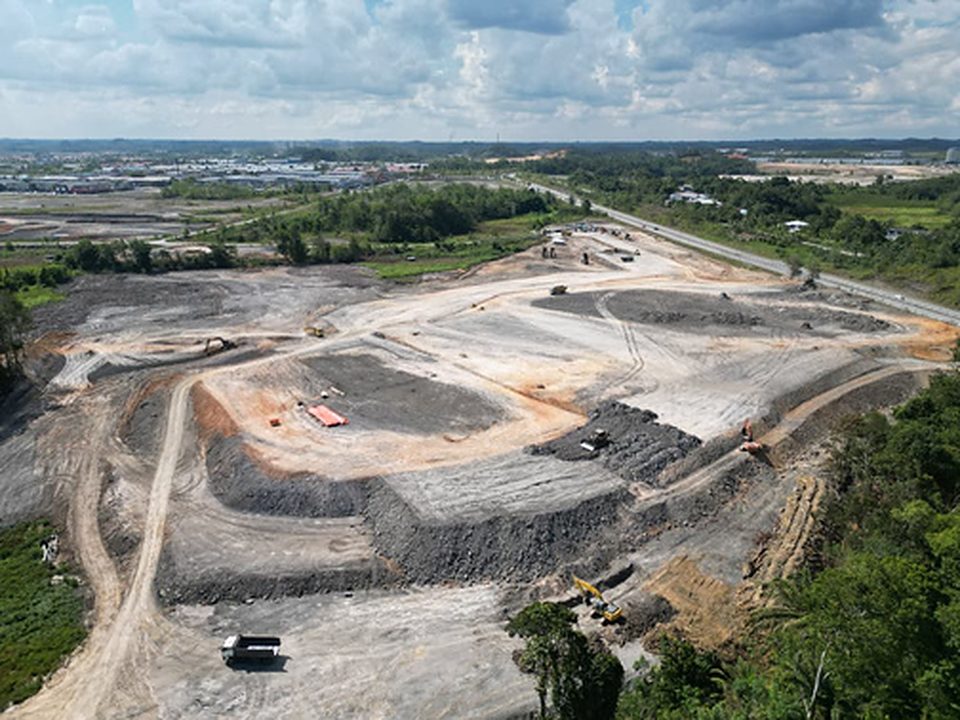 Aerial view of bulk earthworks and platform formation